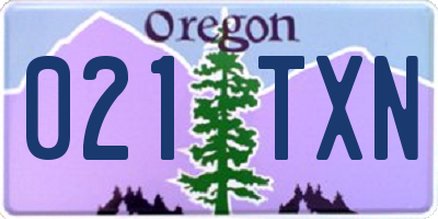 OR license plate 021TXN