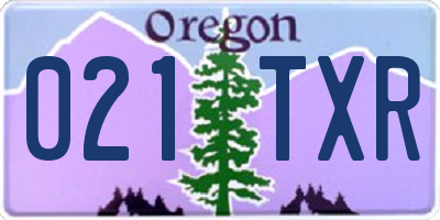 OR license plate 021TXR