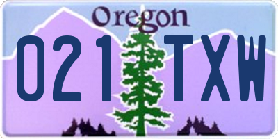 OR license plate 021TXW