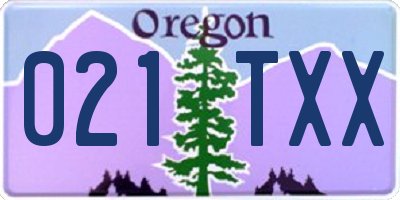 OR license plate 021TXX