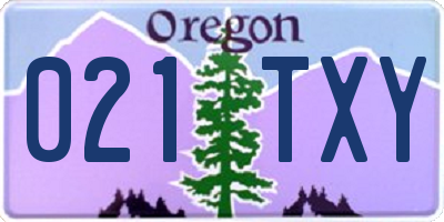 OR license plate 021TXY
