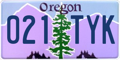 OR license plate 021TYK