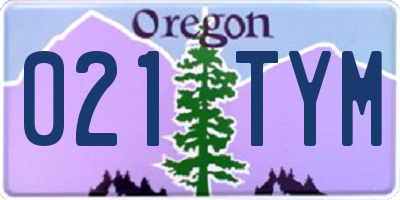 OR license plate 021TYM