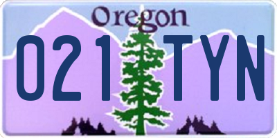 OR license plate 021TYN