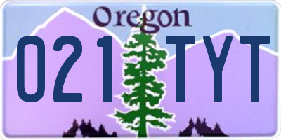 OR license plate 021TYT