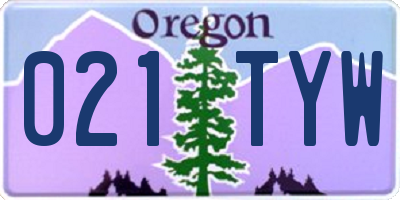 OR license plate 021TYW