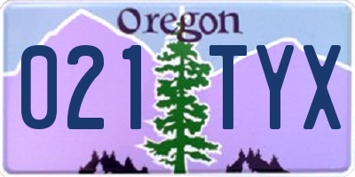 OR license plate 021TYX