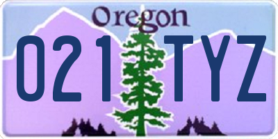 OR license plate 021TYZ