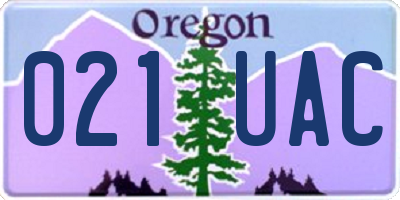 OR license plate 021UAC