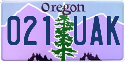 OR license plate 021UAK
