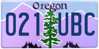 OR license plate 021UBC