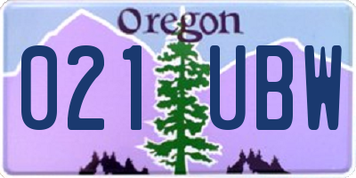 OR license plate 021UBW