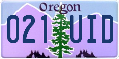OR license plate 021UID