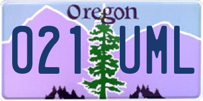 OR license plate 021UML