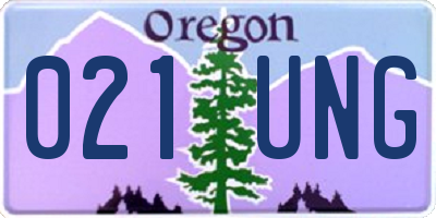 OR license plate 021UNG