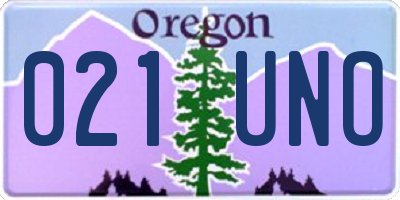 OR license plate 021UNO
