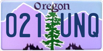 OR license plate 021UNQ