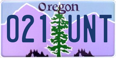 OR license plate 021UNT