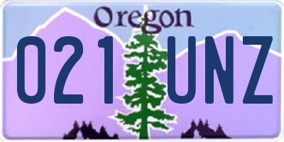 OR license plate 021UNZ