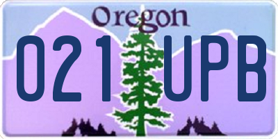 OR license plate 021UPB