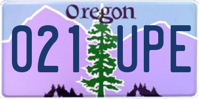 OR license plate 021UPE