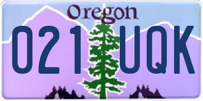OR license plate 021UQK