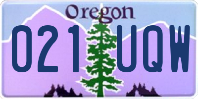 OR license plate 021UQW