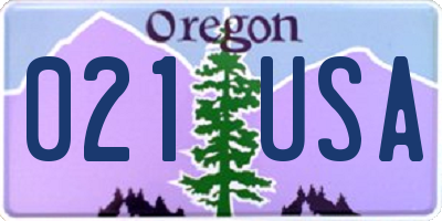 OR license plate 021USA