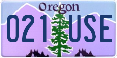 OR license plate 021USE