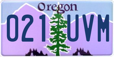 OR license plate 021UVM