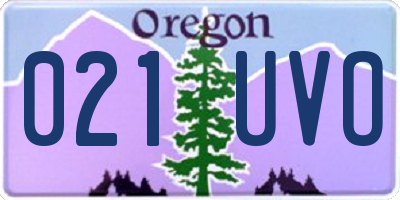 OR license plate 021UVO