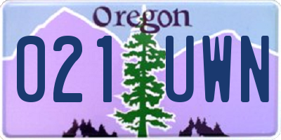 OR license plate 021UWN