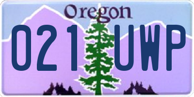 OR license plate 021UWP