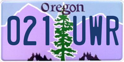 OR license plate 021UWR