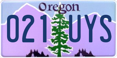 OR license plate 021UYS