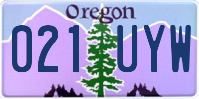 OR license plate 021UYW