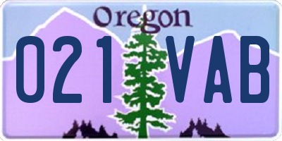 OR license plate 021VAB