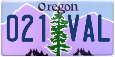 OR license plate 021VAL