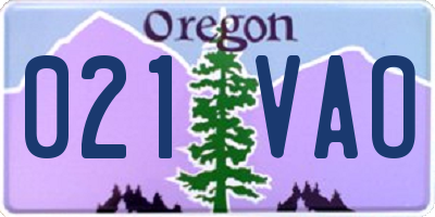 OR license plate 021VAO