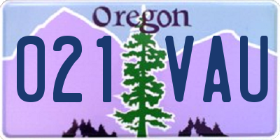 OR license plate 021VAU