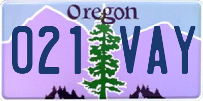 OR license plate 021VAY