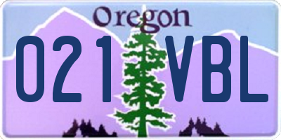 OR license plate 021VBL