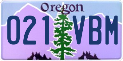 OR license plate 021VBM
