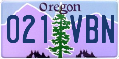 OR license plate 021VBN