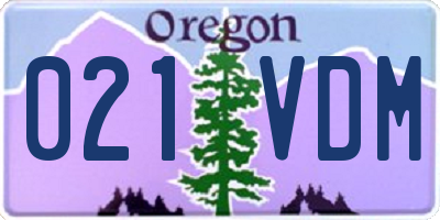 OR license plate 021VDM