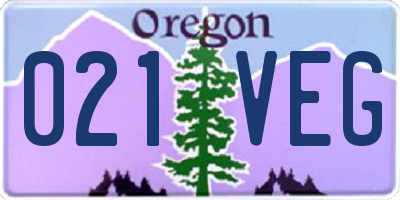 OR license plate 021VEG