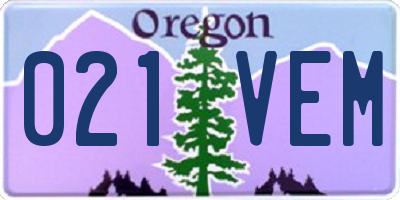 OR license plate 021VEM