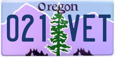 OR license plate 021VET