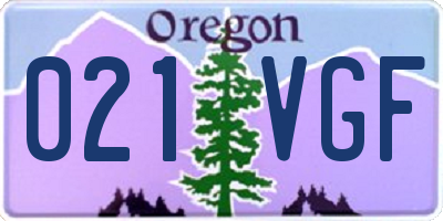 OR license plate 021VGF