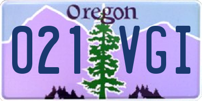 OR license plate 021VGI